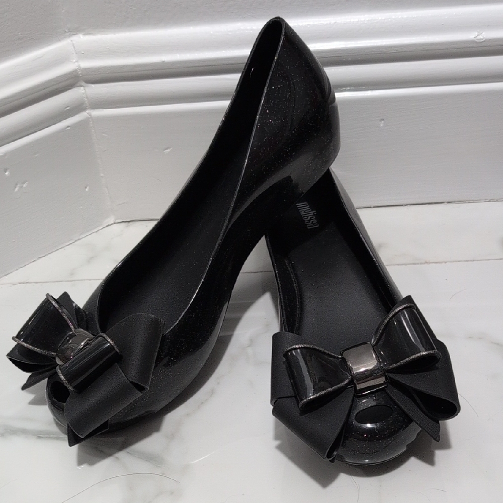 Melissa Black Bow Flats